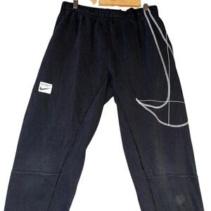 Nike Dri-FIT Black Oversized Swoosh Joggers Mens M Athletic Training Pants